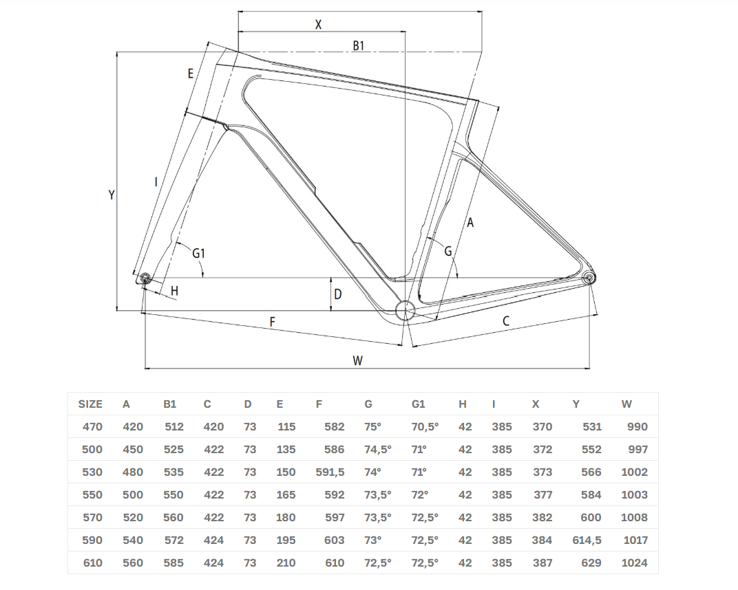 Bianchi Infinito 2026 geometry chart