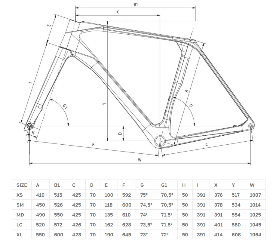 Bianchi Impulso 2026 geometry chart