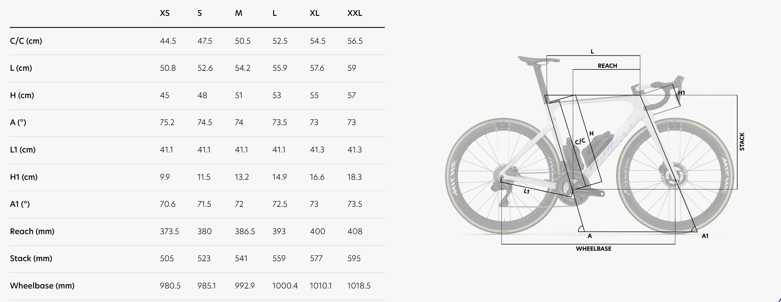 Wilier Filante SLR ID2 2026 geometry chart